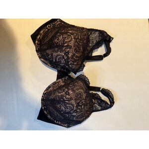 ThirdLove Black Beige Lace Plunge Contour Bra 38E